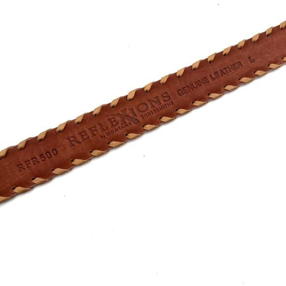 REFLEXIONS by MONTANA unisex leather belt with turquoise on buckle  men women main image 9